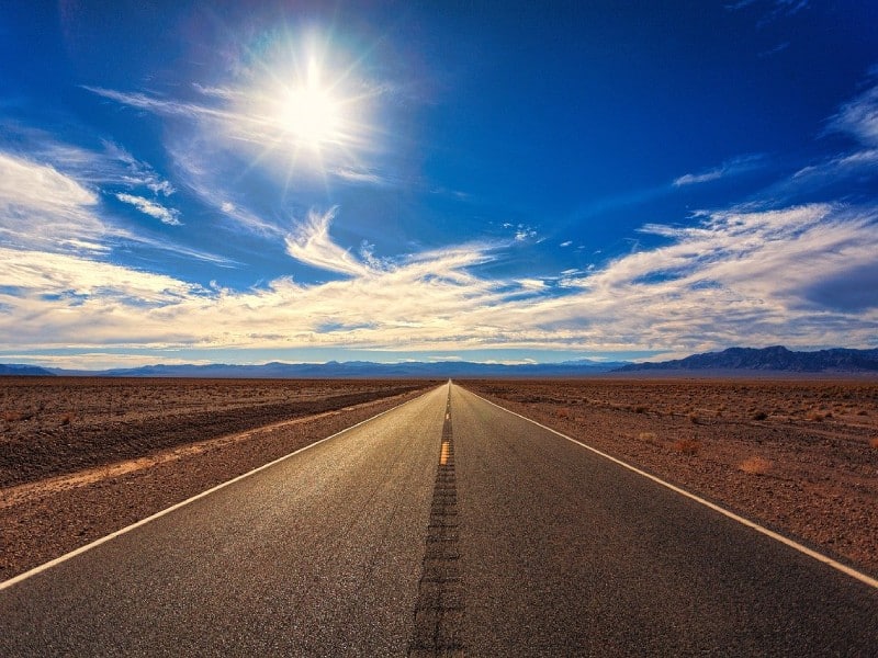 A highway going straight into the distance